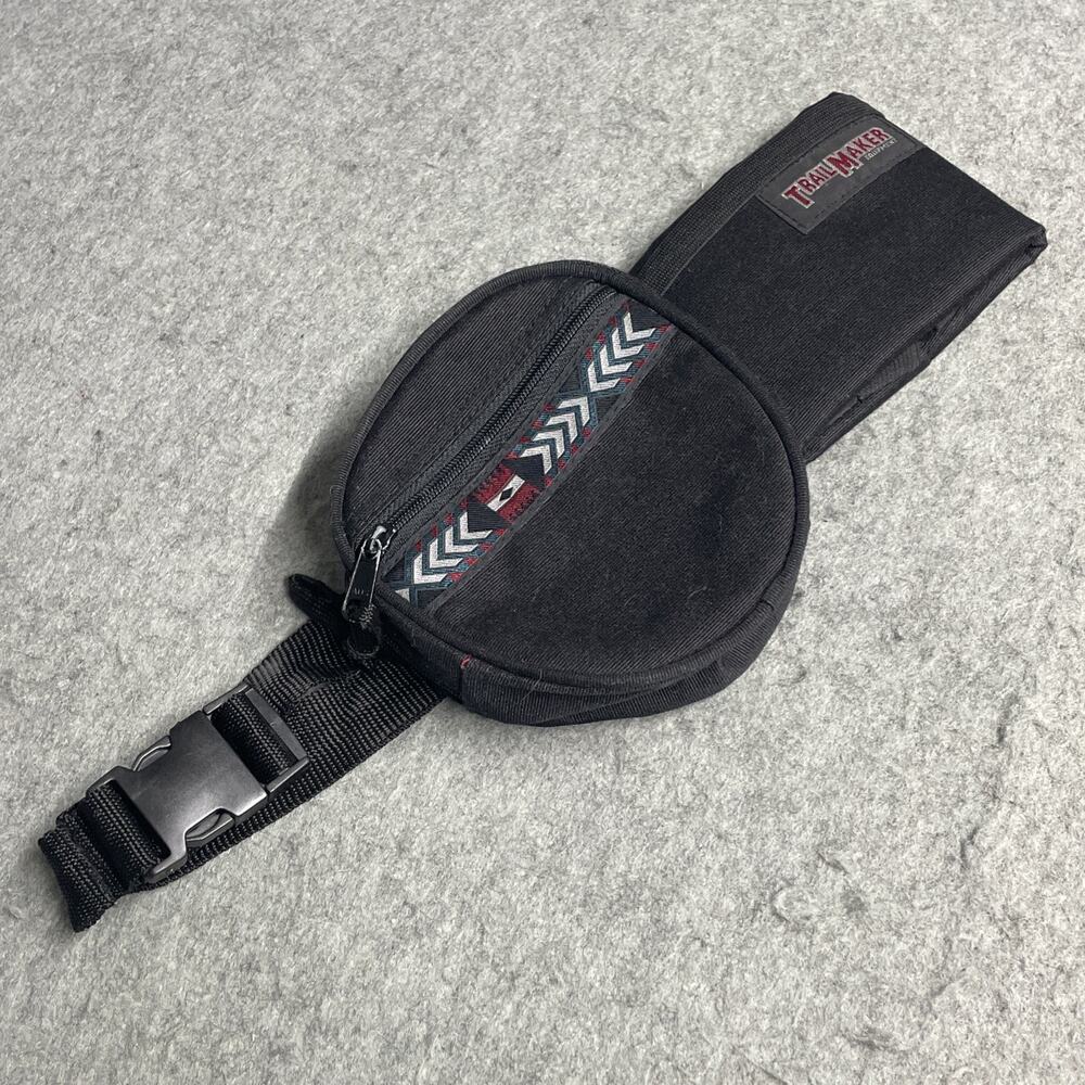 Vtg Trailmaker Fanny Pack Hip Bag Black w/Water Bottle Holder 90s Aztec Gorpcore